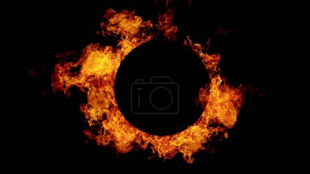 Foto de Círculo de fuego con espacio libre para texto. aislado sobre fondo negro - Imagen libre de derechos