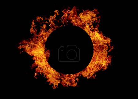 Photo for Fire circle with free space for text. isolated on black background - Royalty Free Image