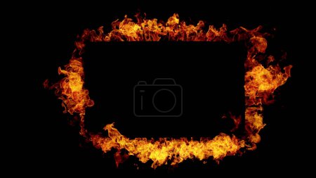 Foto de Marco de fuego con espacio libre para el texto. aislado sobre fondo negro - Imagen libre de derechos