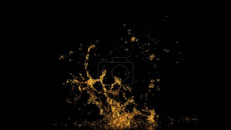Photo for Golden splash isolated on black background.. Freeze motion of exploding water up in the air. - Royalty Free Image