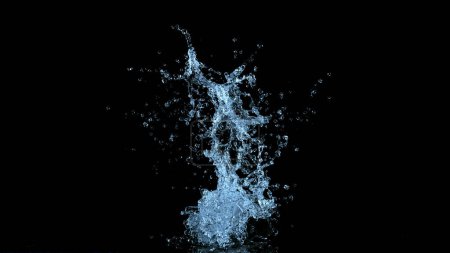 Photo for Water splash isolated on black background. Freeze motion of exploding water up in the air. - Royalty Free Image
