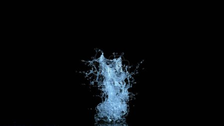 Foto de Salpicadura de agua aislada sobre fondo negro. Congelar el movimiento del agua explotando en el aire. - Imagen libre de derechos