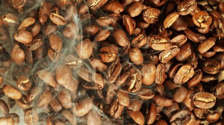 Photo for Coffee beans flying in the air in freeze motion. Abstract coffee background with roasted beans. - Royalty Free Image