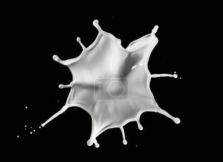 Photo for Round milk splash isolated on black background. Realistic shot of creamy splash. - Royalty Free Image