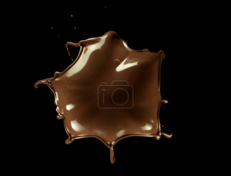 Photo for Chocolate splash in round shape, isolated on black background. Freeze motion of realistic splash. - Royalty Free Image
