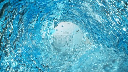Photo for Texture of splashing water surface, tunnel shape. Abstract beverage background, freeze motion. - Royalty Free Image