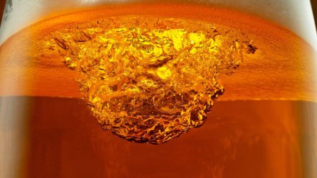 Photo for Detail of Pouring Beer Into Glass, Close-up. Abstract Beverages Background. - Royalty Free Image