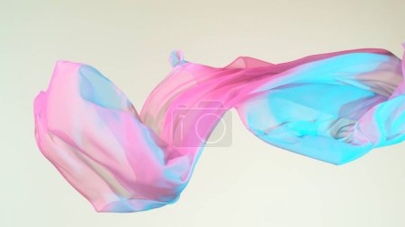 Foto de Paño transparente liso y elegante de color separado sobre fondo blanco. Textura de tela voladora en movimiento de congelación. - Imagen libre de derechos