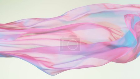 Téléchargez les photos : Tissu transparent de couleur élégante lisse séparé sur fond blanc. Texture du tissu volant en mouvement de gel. - en image libre de droit