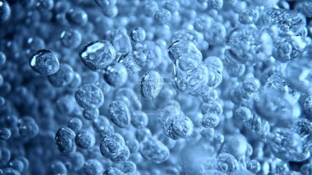 Foto de Burbujas Líquidas en Agua, Molécula dentro de Líquido. Super Macro Shot de agua burbujeante detallada, textura. - Imagen libre de derechos