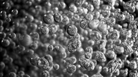 Foto de Burbujas Líquidas en Agua, Molécula dentro de Líquido. Super Macro Shot de agua burbujeante detallada, textura. - Imagen libre de derechos