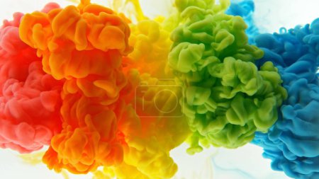Photo for Colorful Inks Mixing in Water, Isolated on White Background. Abstract Colored Background. - Royalty Free Image