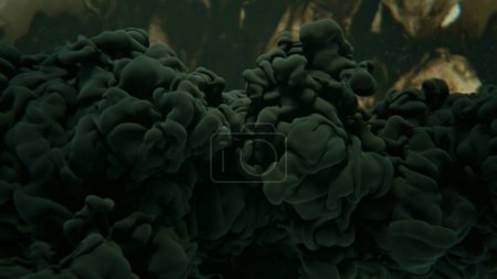 Foto de Tintas negras mezcladas en agua, aisladas sobre fondo oscuro. Fondo de color abstracto. - Imagen libre de derechos
