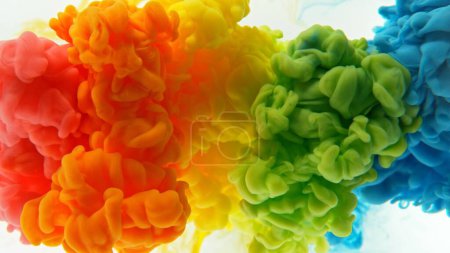 Photo for Colorful Inks Mixing in Water, Isolated on White Background. Abstract Colored Background. - Royalty Free Image