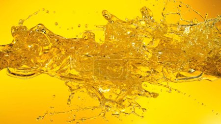 Sunflower Oil Splashing on Golden Background. Studio Shot, Abstract Shape.