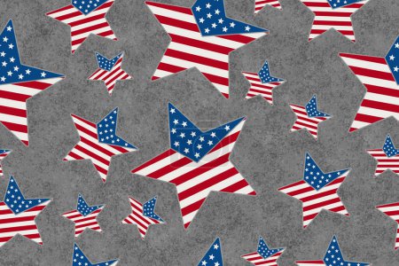 Foto de Estrella de bandera de EE.UU. roja, blanca y azul sobre un fondo transparente que se repite para su mensaje patriótico o estadounidense - Imagen libre de derechos