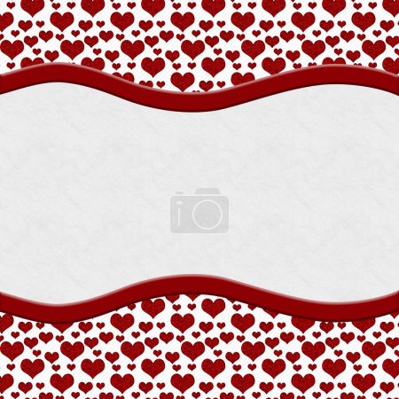 Foto de Frontera de amor con corazón rojo en blanco con espacio de copia para su amor o mensaje romántico - Imagen libre de derechos