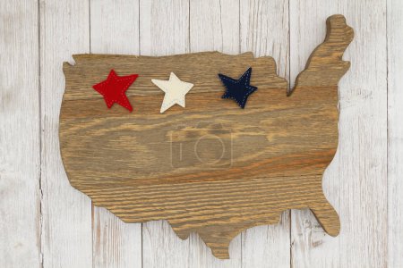 Photo for Weathered wood USA map with stars background for your US or patriotic message - Royalty Free Image