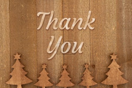 Photo for Thank you message with wood trees with stars on weathered wood - Royalty Free Image
