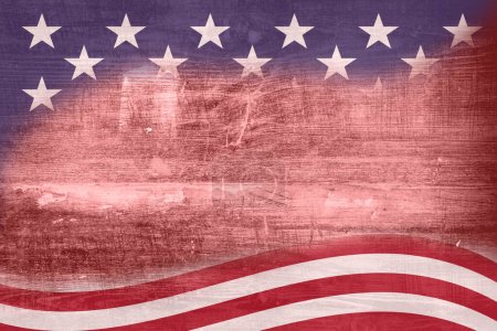 Foto de Fondo de EE.UU. con estrellas de bandera de EE.UU. y rayas sobre fondo de madera para su mensaje de EE.UU. o patriótico - Imagen libre de derechos