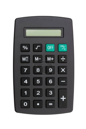 Photo for Doing your finances with a black calculator isolated on white - Royalty Free Image