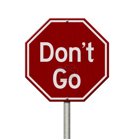 Téléchargez les photos : Dont Go message on red street stop sign isolated on white - en image libre de droit