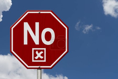 Photo for No message on red street stop sign with a clear sky - Royalty Free Image