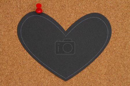 Photo for Blank chalkboard heart with a pushpin on a corkboard for your message or information - Royalty Free Image