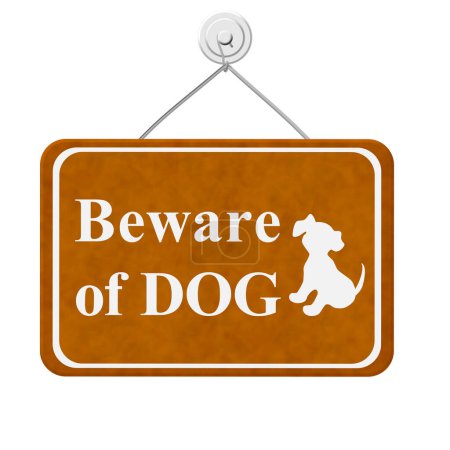 Téléchargez les photos : Beware of Dog sign with a cute puppy sign isolated on white - en image libre de droit