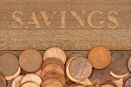 Foto de Savings message with a lot of USA pennies money for your financial or money message - Imagen libre de derechos