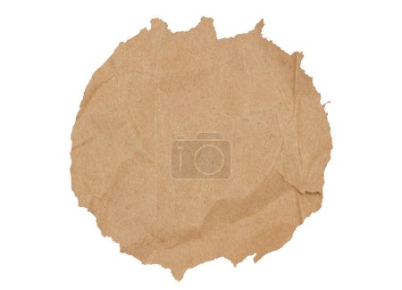 Téléchargez les photos : Brown butcher paper ripped circle isolated on white to use are a banner - en image libre de droit