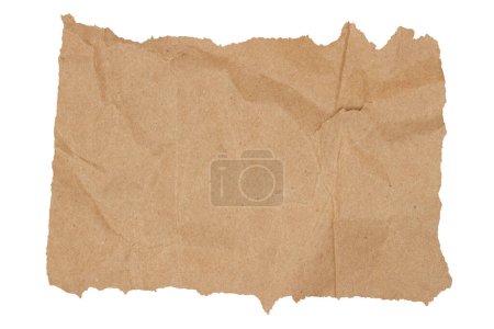 Téléchargez les photos : Brown butcher paper ripped rectangle isolated on white to use are a banner - en image libre de droit
