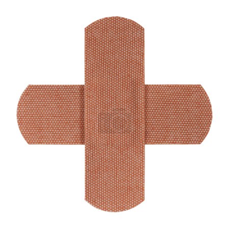 Foto de Close-up of fabric adhesive bandages is a cross isolated on white for your health message - Imagen libre de derechos