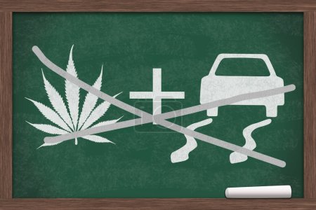 Photo for Dont do cannabis and drive message with symbol on a chalkboard - Royalty Free Image