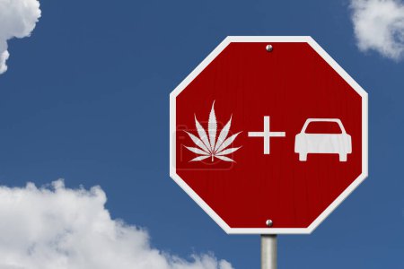 Photo for Dont do cannabis and drive message on red street stop sign with sky - Royalty Free Image