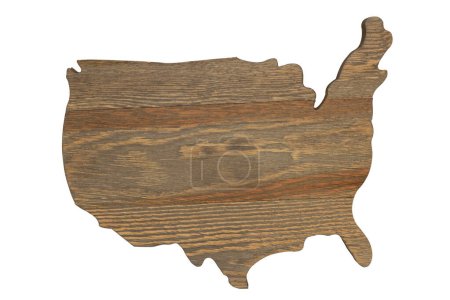 Photo for Weathered wood USA map isolated on white for your US or patriotic message - Royalty Free Image