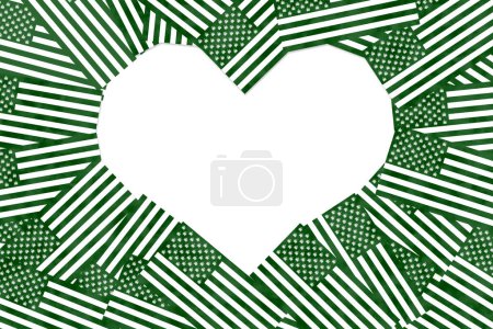 Photo for US weed flag heart border isolated on white with copy space for your cannabis or marijuana message - Royalty Free Image