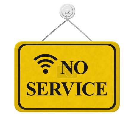 Photo for No Service message on a yellow sign isolated on white - Royalty Free Image