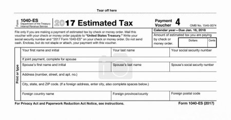 Foto de A 1040ES, A US Federal tax 1040 estimated Tax income form - Imagen libre de derechos