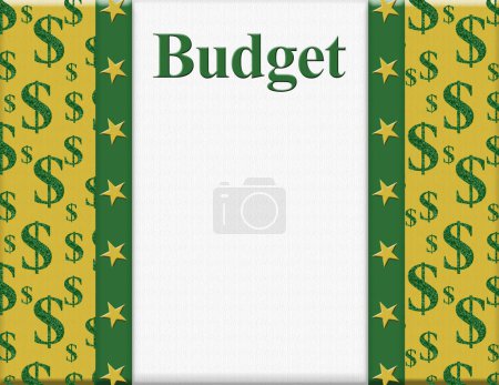 Téléchargez les photos : Message budgétaire sur un blanc avec des signes de dollar scintillant avec de l'espace pour votre message budgétaire - en image libre de droit