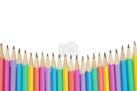 Photo for Color pencils school background isolated on white for you education or school message - Royalty Free Image