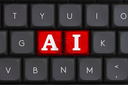 AI Artificial Intelligence message on a black keyboard 