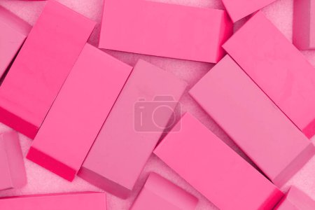Photo for Pink eraser background for you education or school message - Royalty Free Image