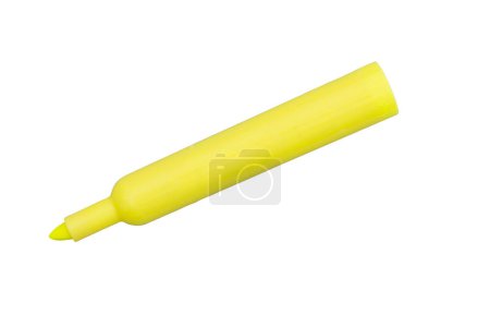 Photo for Yellow highlighter marker for studying isolated over white - Royalty Free Image