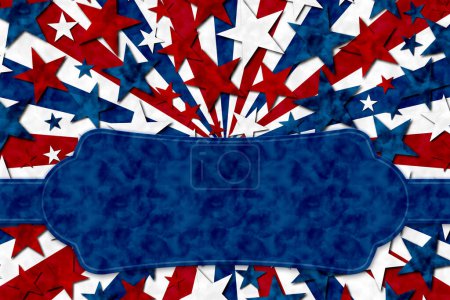 Téléchargez les photos : Bannière bleue USA étoiles et rayures avec espace pour votre message US ou patriotique - en image libre de droit