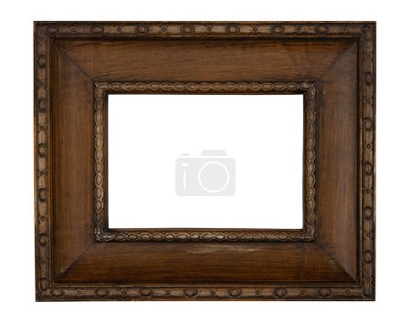 Photo for Vintage brown detailed textured wood frame isolated on white - Royalty Free Image