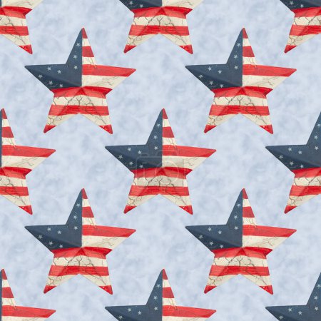 Foto de Retro rojo, blanco y azul EE.UU. bandera estrellas patrón de fondo que es transparente y se repite - Imagen libre de derechos
