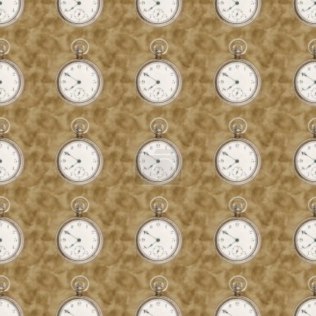 Photo for Silver and white Pocket watch on seamless background that repeats for your time or watch message - Royalty Free Image
