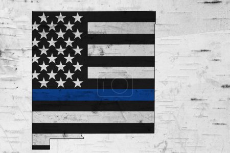 Photo for American thin blue line flag on map of New Mexico for your support of police officers - Royalty Free Image