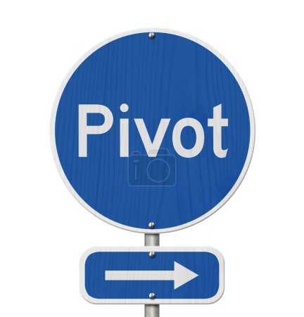 Pivot this way message on highway road sign isolated on white